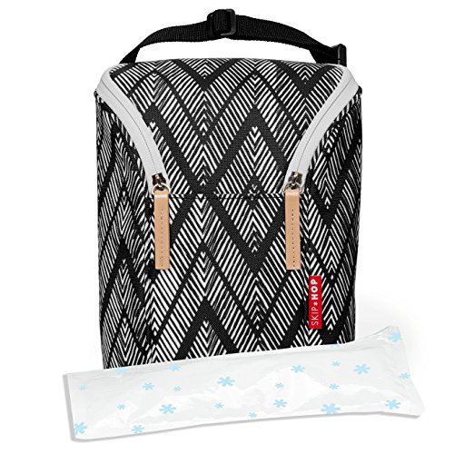 Bolsa Térmica Dupla para Mamadeira On-The-Go Zig Zag, Skip Hop, Branco e Preto