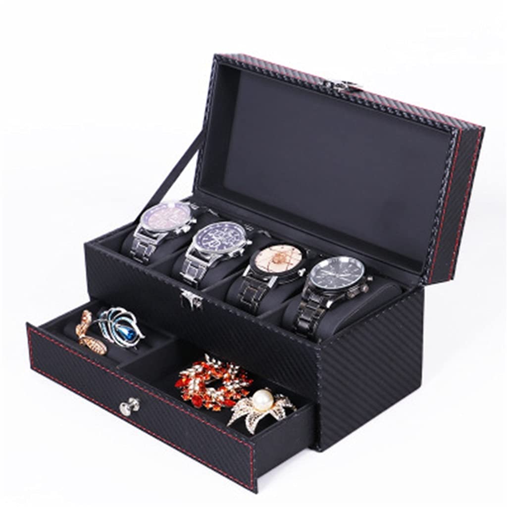 Box Orologio a griglia Doppia Gioiello Display Scatola di archiviazione della Scatola di archiviazione della Scatola Regalo Nera