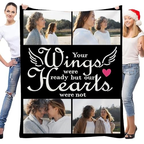 Manta personalizada con 4 imágenes y palabras, regalo acogedor para novia y novio