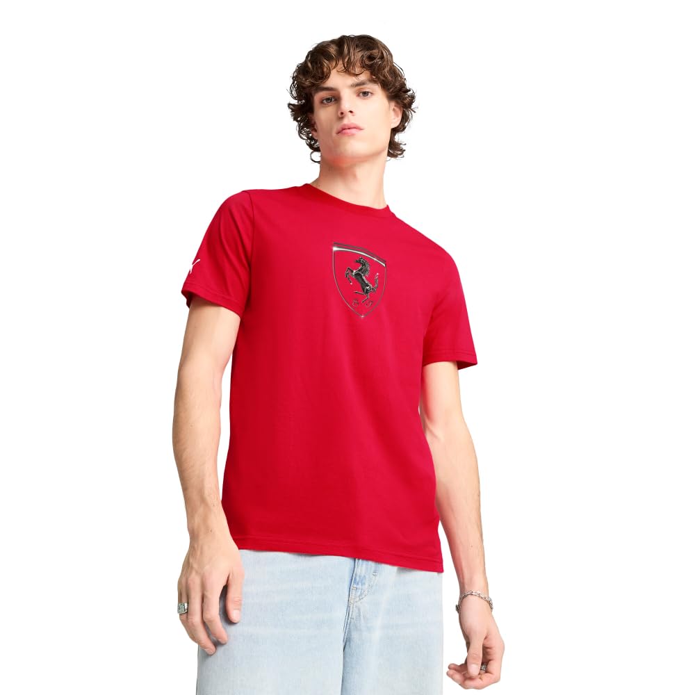 Puma Men's Standard Scuderia Ferrari Formula 1 Graphic T-Shirt, Big Shield Tonal Rosso Corsa SS25, Large