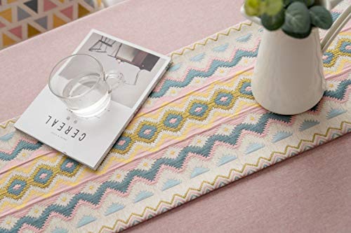 Chemin de table rose jacquard ondulé 35x140 cm couverture table KnSam