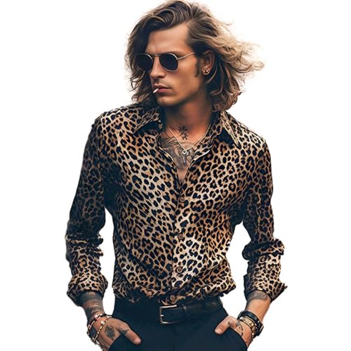 Amazon.com: ZYTECO Men's Long Sleeve Shirt Top Leopard Printed