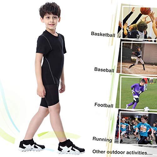 TERODACO Boys Thermal Underwear 2 PCS Athletic Base Layer Kids' Compression Shirts and Leggings Set - Thumbnail 6