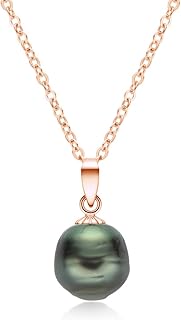 Baroque Black Pearl Necklace Tahitian Pearl Pendant South Sea Cultured 11mm Pear - Compare price