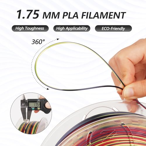 Image of AMOLEN Silk PLA 3D Printer Filament, Shiny Multicolor Rainbow PLA Filament 1.75mm, Fast Color Change PLA 3D Printing Filament for Most FDM 3D Printer, Black Red Yellow, 1kg (2.2lbs)