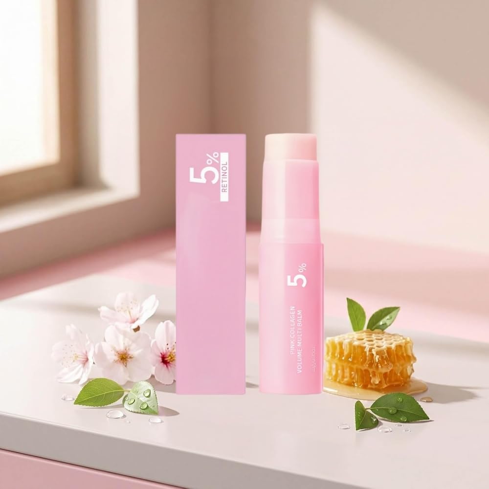 Leviova Stick idratante al collagene di rosa, effetto rimpolpante, texture non grassa, utilizzabile come base trucco per viso, labbra e collo