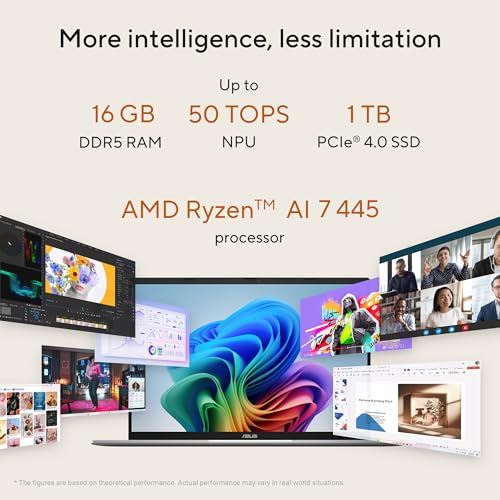Image of ASUS Vivobook S16 Laptop (2026), 16 inch 16:10 WUXGA Touch Display, Copilot+ PC, AMD Ryzen AI 7 445 Processor, AMD Radeon Graphics, 16 GB RAM, 1TB SSD, Wi-Fi 6, Win11 Home, Cool Silver, M3607GA-AS76T