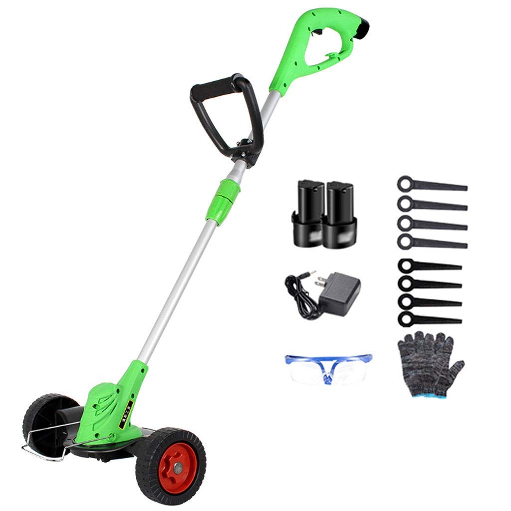 Coupe-herbe sans fil avec roues de 23 cm et deux batteries lithium pour l'entretien du jardin