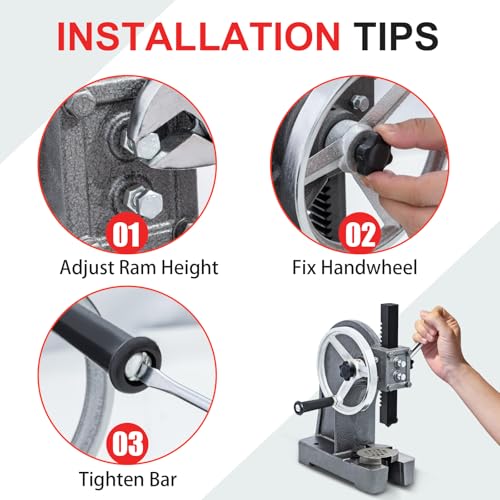 Image of CXRCY Arbor Press 1 Ton with Hand Wheel, Cast Iron Heavy duty Manual Arbor Press 1 Ton, 5.5 inch Maximum Height, Desktop Arbor Press, Metal Punch Press Machine for Stamping Bending Forming Stretching