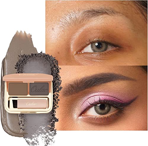 Kit de Maquillaje de Cejas-Oulac resistente al Agua Gel Cejas Duradero Paleta de Polvo Para Cejas con Pincel y Espejo Kit Para Peinar Las Cejas, A prueba de borrones, No transfiere Taupe