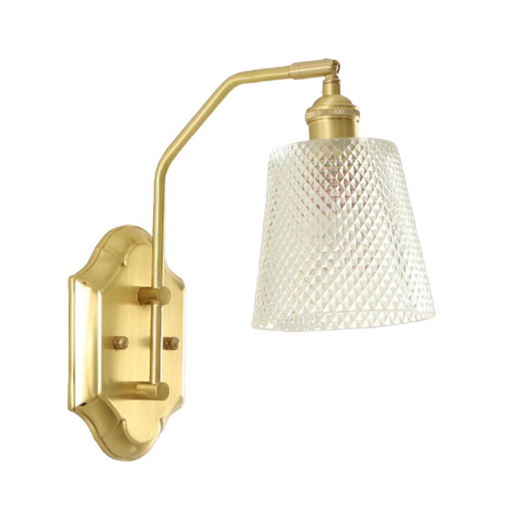 KBUUKYYXouy Wall Lights for Bedroom Nordic Brass Wall Sconce with Clear Pattern Glass Lamp Shade Sconces Indoor for Living Room Bedroom Over Kitchen Sink,C(C)