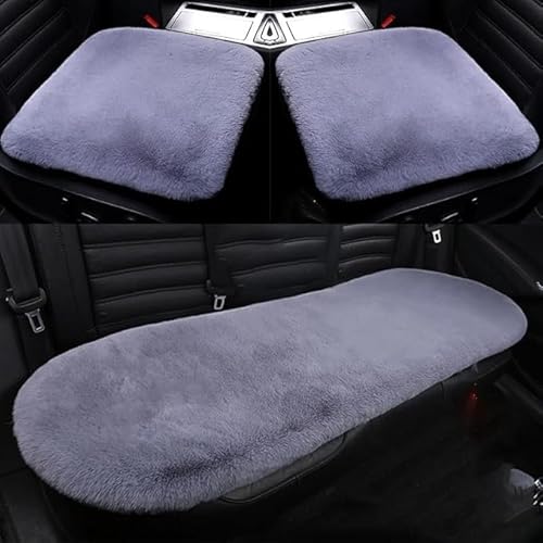 車用 シートカバー 3点セット 車 座布団【うさぎ毛風・防寒対策・滑り止め】 ふわふわ 厚手 吸湿通気 運転席/助手席 対応 冬 カー用品 柔らか 肌ざわり 防寒/冷房対策 脱着簡単 車内用品
