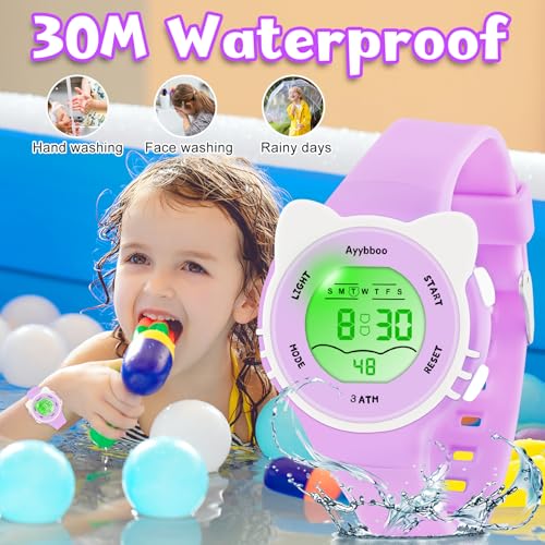 Image of Kids Digital Analog Watches for Girls Boys, 7 Color Lights Waterproof Cute Wristwatches for Kids with Alarm Stopwatch, Great Present for Girls Boys Ages 5-13