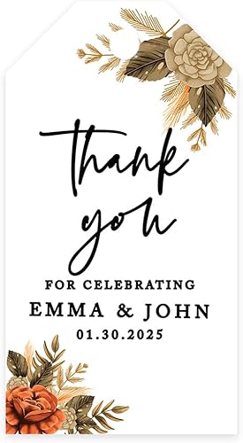 Andaz Press Paquete de 20 etiquetas clásicas personalizadas con texto en inglés "Thank You For Celebrating with Us", con cordel de panadero, color