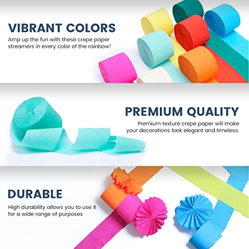 Lotus Decors 8 Rolls Of Crepe Paper Streamers For Birthday Decorations Along With 8 Balloons - Rainbow Party Streamers Decorations Measure 82Ft X 1.8 Inches For Birthday, Party, Weddings, Celebration #TOP3