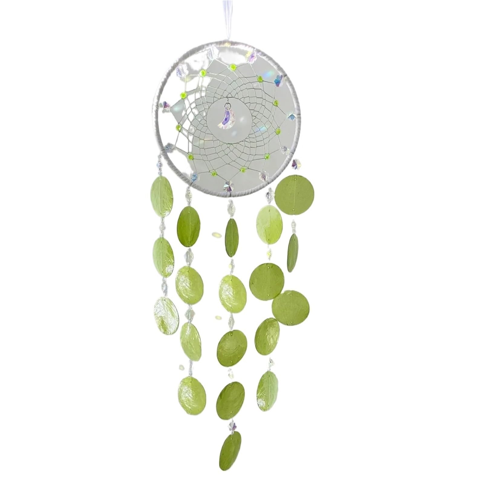 Ppqiru Green 2Pcs Wind Shell Chime Crystal Stone Handicrafts Room Bedroom Decoration Pendant For Decoration(Green)