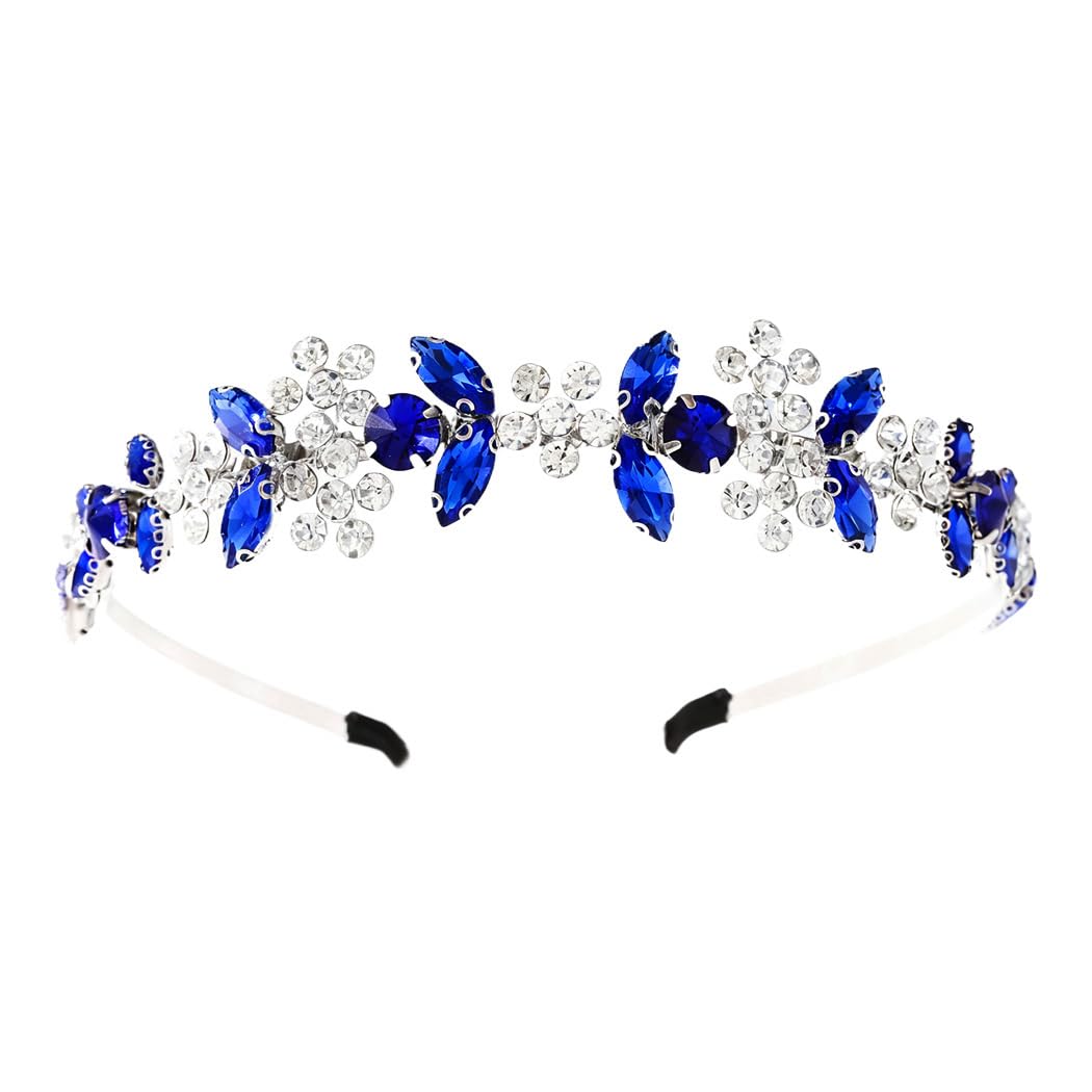 Crystal Bridal Headband Sparkly Rhinestone Wedding Hair Bands Crown Flower Headpiece Tiara Prom Party Hair Accessories for Brides and Bridesmaid