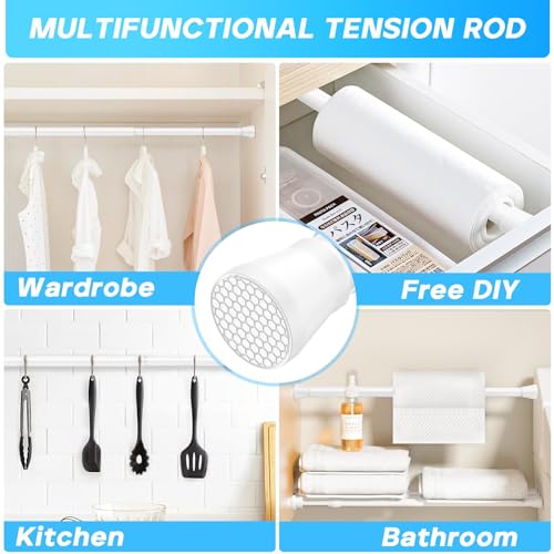 Image of White Tension Rods 16 to 26 2PCS Spring Curtain Rod No Drill Small Tension Rod Tension Curtain Rod Adjustable Curtain Rod Tension for Bookshelf Diy Projects Kitchen,Cupboard,Bathroom,Wardrobe
