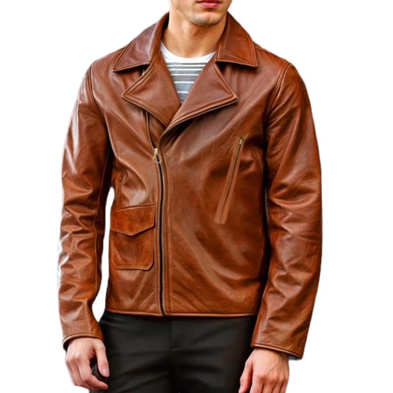 Steve Rogers Leather Jacket - Distressed Brown Chris Evans Vintage Real Lambskin Captain Motorcycle Jacket