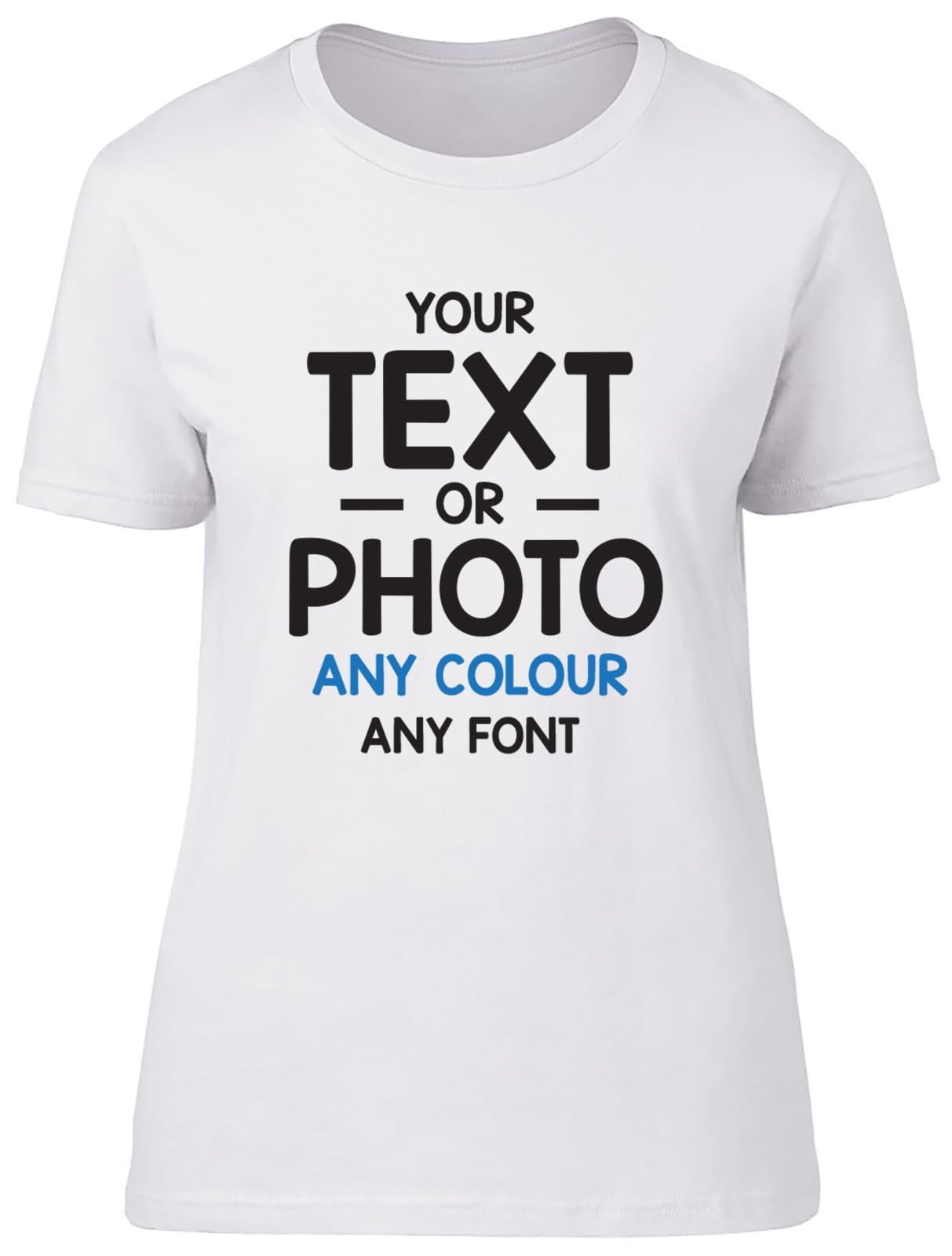 Personalised Womens Ladies T-Shirt Any Text Photo Image Create Your Own Custom Gift