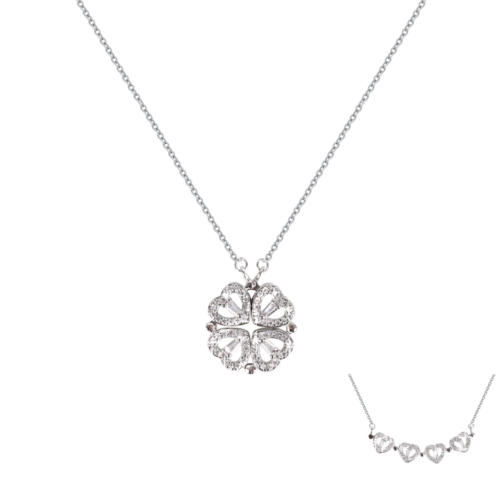 Clover Necklace - Four Leaf Clover Necklaces for Women Magnetic 2 in 1Shamrock Jewelry Lucky Green Leaves Necklace for St. Patricks Day Valentines Day Women Teen Girl Party Statement Dress Sweater Anniversary, Metal, No Gemstone (B0BXWZNH4D) Amazon Price History, Amazon Price Tracker