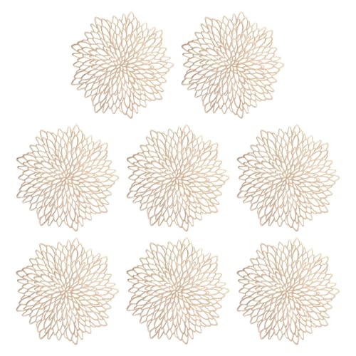 8 Piezas Manteles Individuales Dorados, Resistentes al Calor, Decoración de Mesa, Lavables