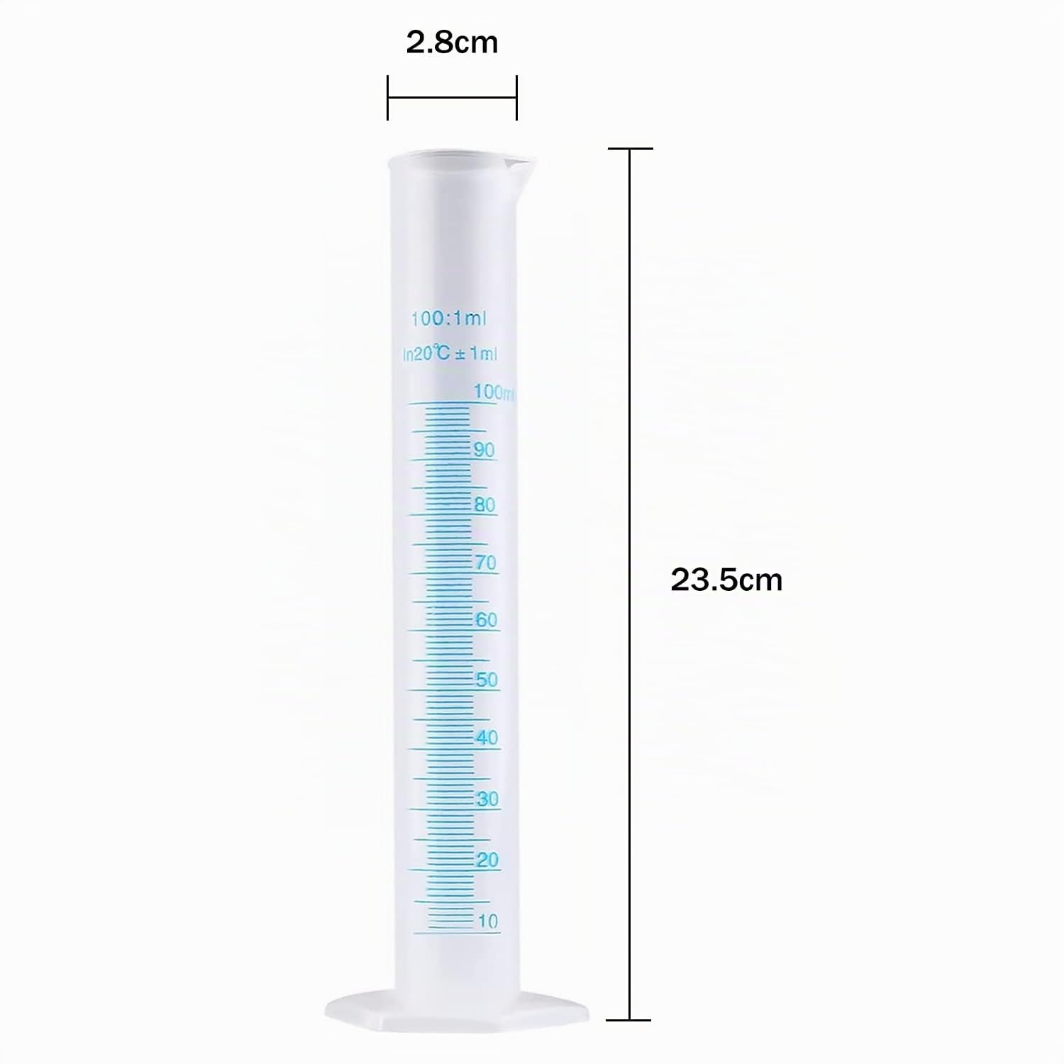 Cilindro graduato in plastica trasparente 100 ml