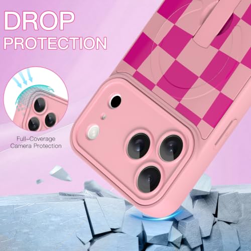 Image of ZIYE for iPhone 17 Pro Max Case Checkered Compatible with Magsafe Hot Pink