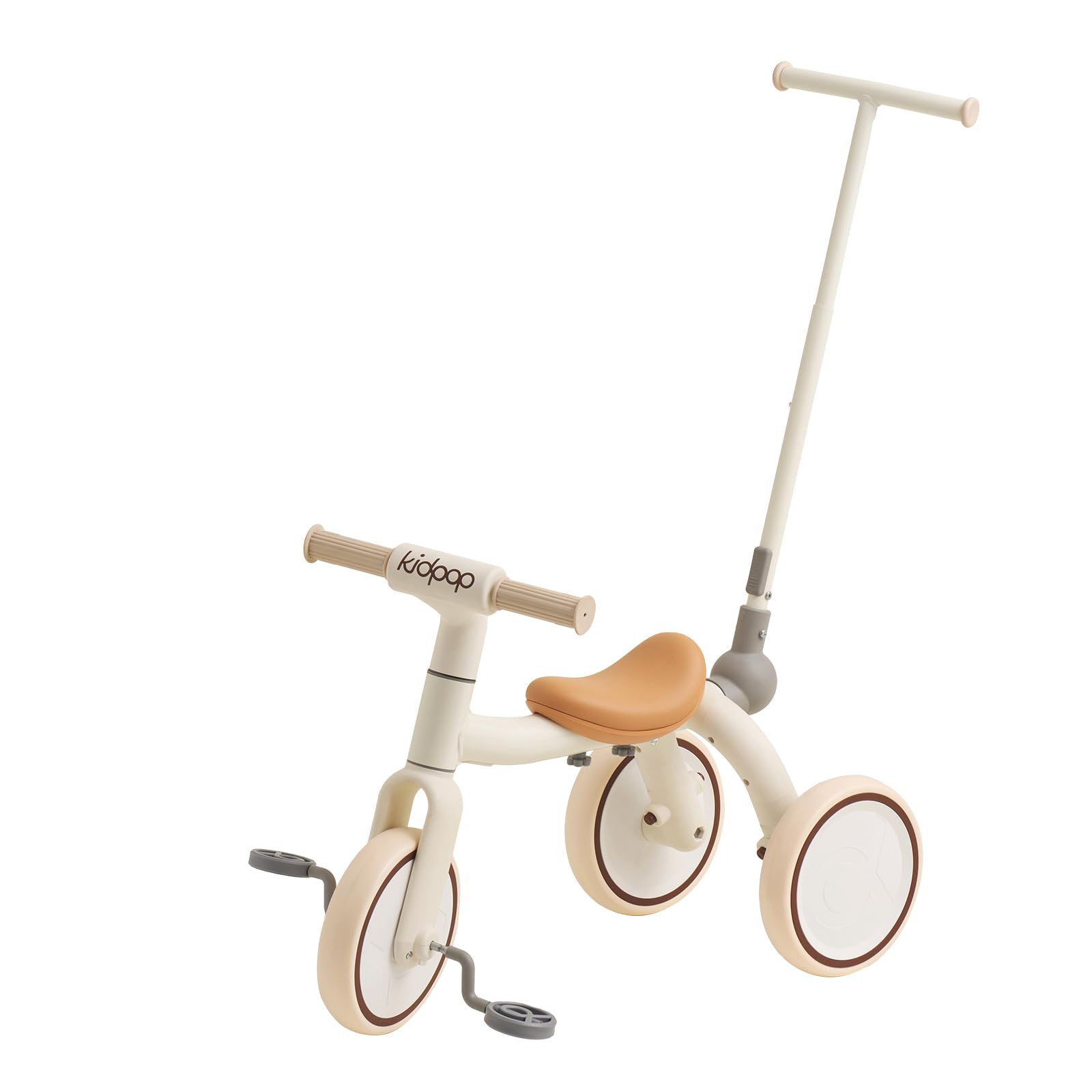 Kidpop 4-in-1 Grow-With-Me Pony Trike for Toddlers, Convertible Balance Bike, Tricycle, Push Trike, Scooter, Adjustable Handle, EVA Wheels, Gift for Kids Ages 1-4 (White)