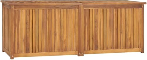 Banco de almacenamiento de madera maciza para exteriores, caja de almacenamiento de madera maciza de teca para jardín, caja de almacenamiento para