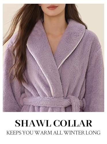Image of Hellomamma Long Bath Robe for Womens Plush Soft Fleece Bathrobes Nightgown Ladies Pajamas Sleepwear Housecoat