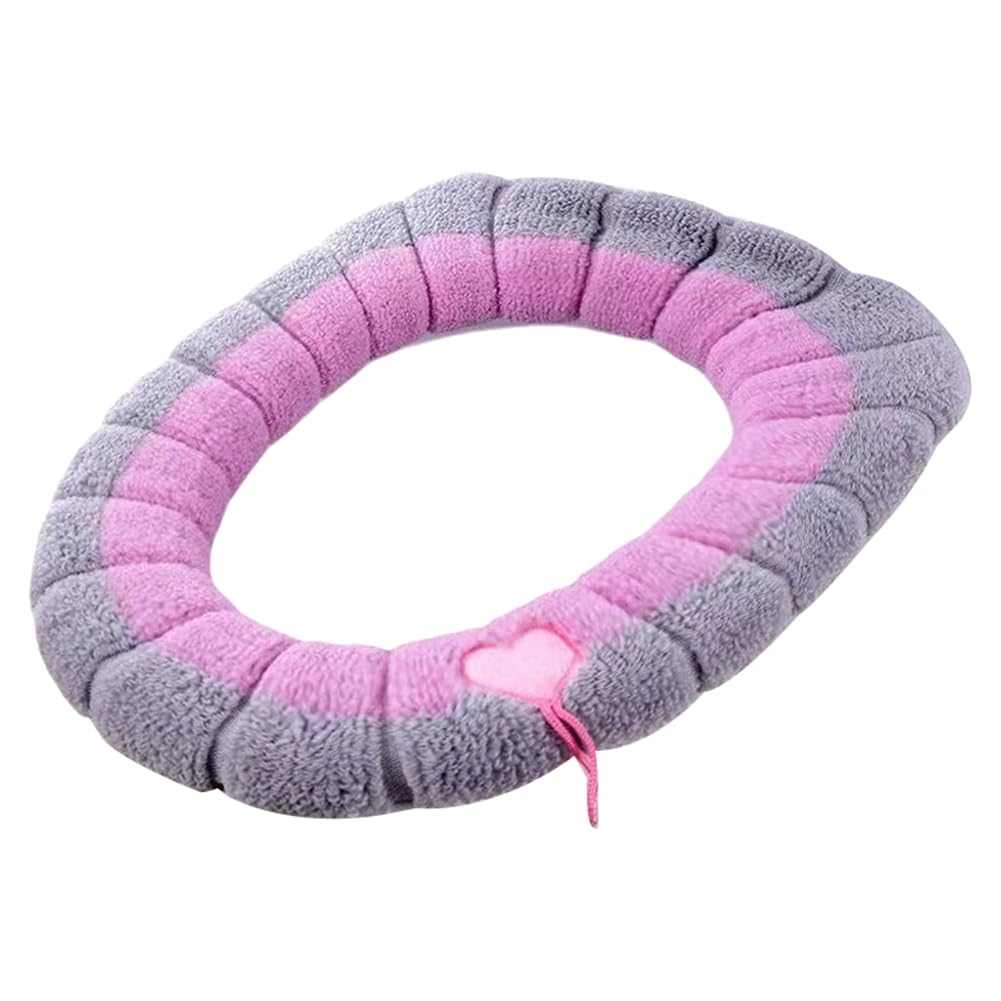 CTRLZS Thickening Universal Portable Soft Washable Winter Plush Toilet Seat Cover Mat Bathroom Toilet Pad with Accessories D
