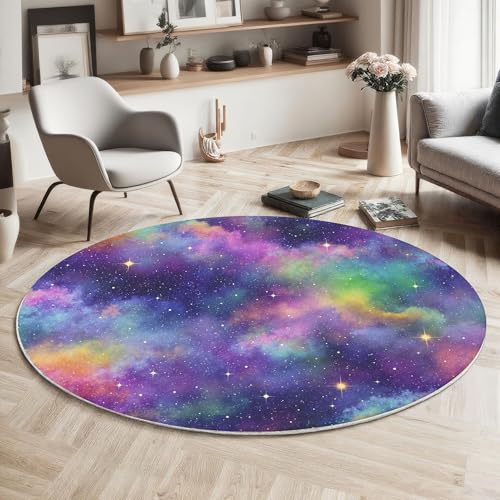 Tapis rond lavable pour éliminer les taches facilement dans la chambre - 5