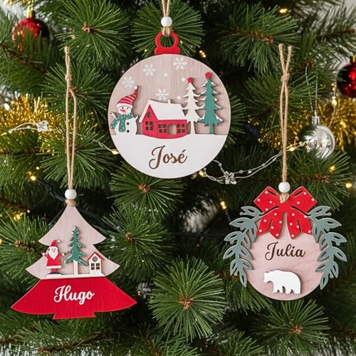 Cristal Plaque Adornos de Navidad Personalizados con Nombre para el Árbol