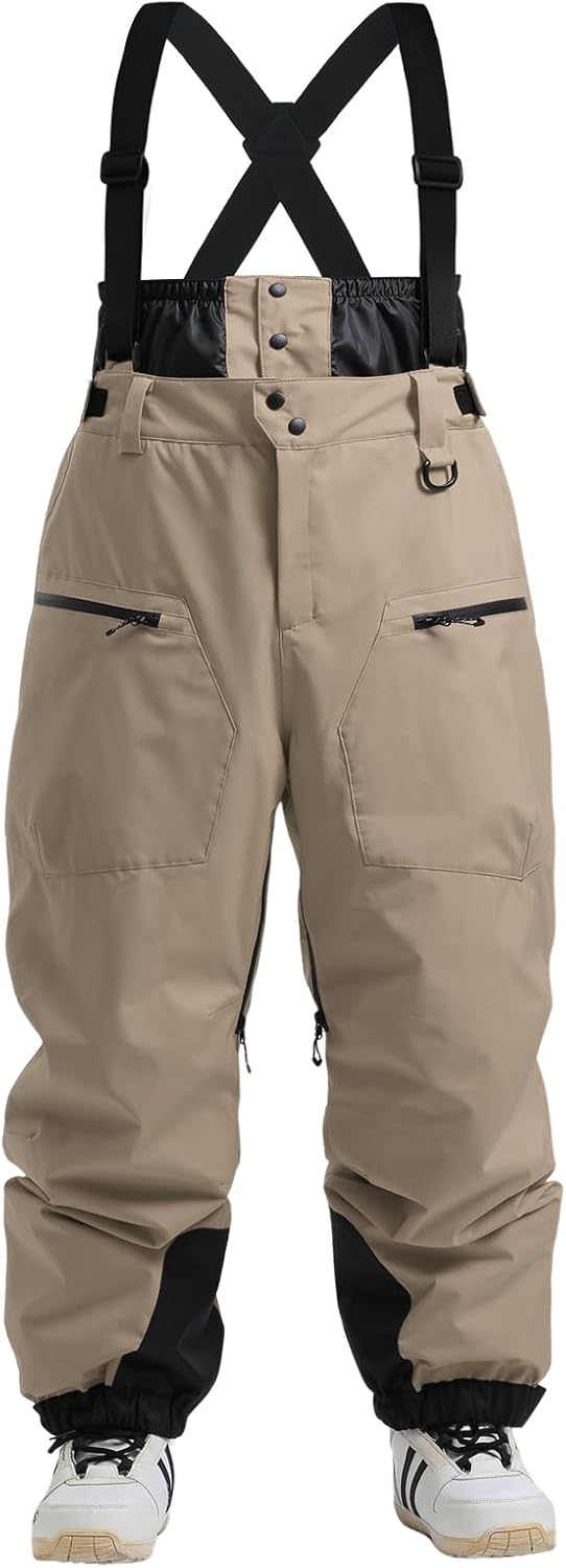 Mens Snowboard Pants Baggy Snow Pants Waterproof Ski Bibs Women Insulated Overalls