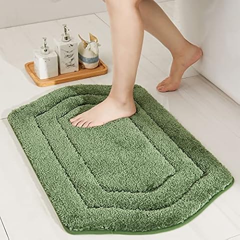 COSY HOMEER Extra Thick Bath Rugs for Bathroom - Anti-Slip Bath Linen Sets Mats Soft Plush 100% Strong Polyester Living Room Bedroom Water Absorbent(Green,20x32 - Inches) Cover