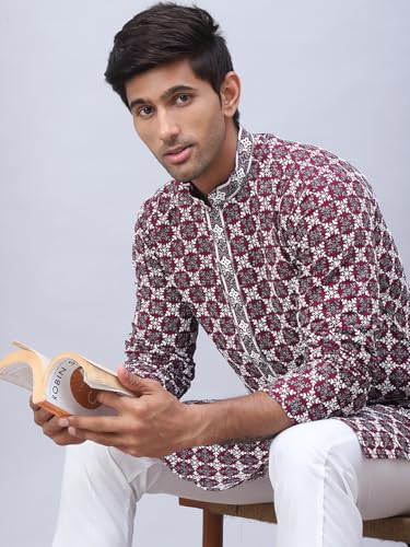 Image of Jompers Rayon Embroidered & Sequins Regular Fit Kurtas for Men.