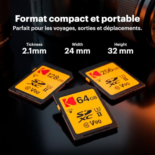 Image of Kodak 128GB UHS-II U3 V90 Ultra Pro SDXC Memory Card - Up to 3000MB /s Read Speed and 270MB /s Write Speed