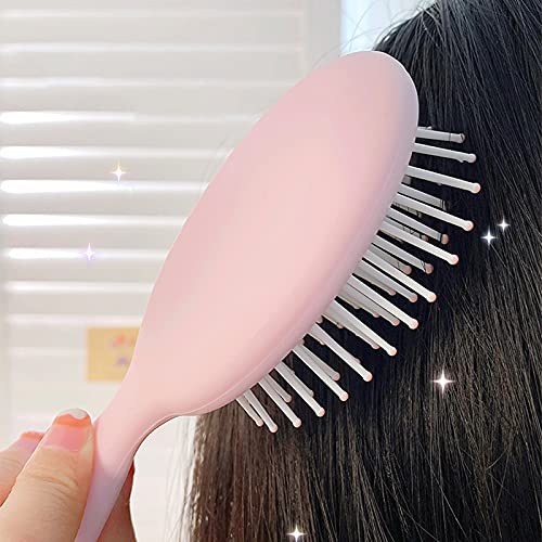 Mini Pocket Detangling Hairbrush Oval Detangler Hair Brush Small Travel Hair Brush Air Cushion Soft Bristle Comb Handheld Massage Hair Comb with Hair Rope for Women Men Kids Wet Dry Curly Straight - Image 4