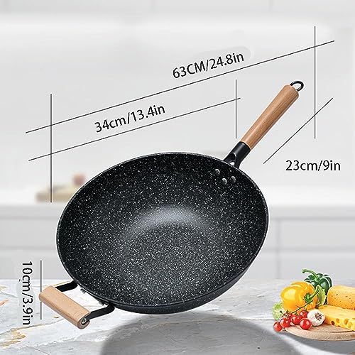 Wok antiadherente con recubrimiento de granito 13.4 in miniatura 7