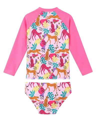 Image of Girls Swimsuit Long Sleeve Rush Guard Bathing Suit Swimwear with Bikini Bottom Sun Protection