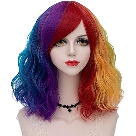 Mcoser Multi-color Wigs for Women Short Curly Wavy Cosplay Wig for Halloween Party Daily Cover