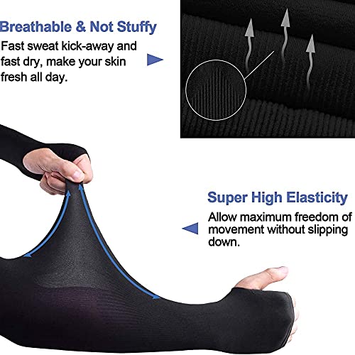 Image of TriLok Cooling Arm Sleeves with Thumb Hole for UV Protection - Unisex Outdoor Sports Arm Cover
