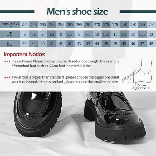 Men's Patent Leather Platform Slip On Loafers, Classic Round Toe with Metal Horsebit Business Casual Formal Work Penny Shoes2