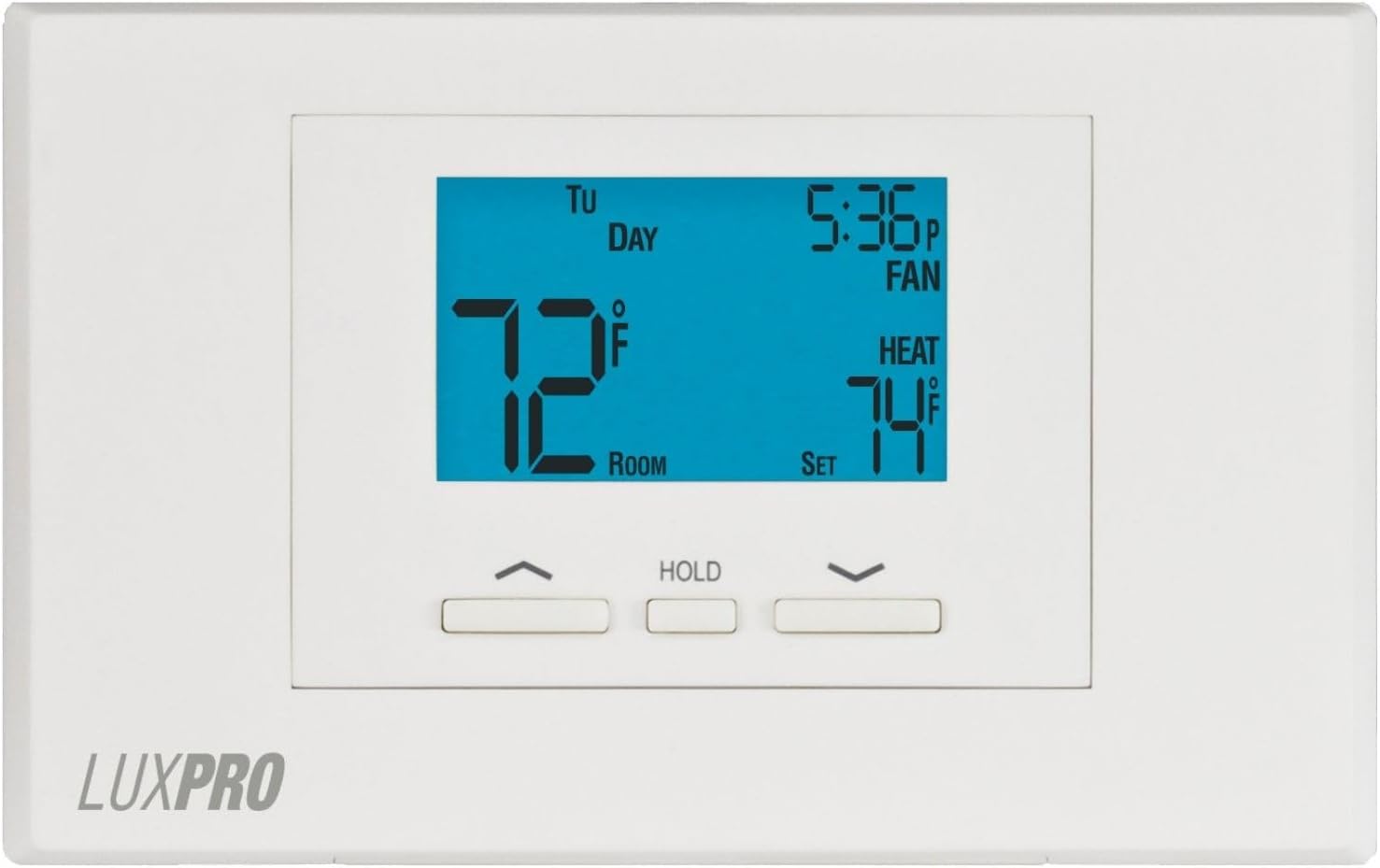 Lux Pro P521U010 Programmable 52 Day Thermostat, 2 Heat, 1 Cool