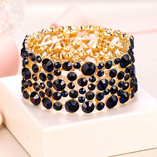 EVER FAITH Women's Rhinestone Crystal Wedding Bridal Art Deco Stunning Stretch Bracelet4