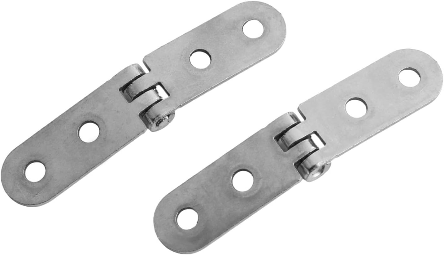 Foldable Cabinet Hinge 180 Degree, Heavy Duty Iron Hinges for Sewing Machine Cabinet, Rust Resistant & Smooth Opening, 2-Pack (76 x 15 x 2 mm, Silver)