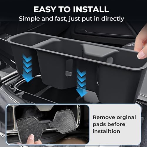 Image of Center Console Cup Holder Inserts for KIA Telluride 2025 2024 2023 2022 2021 2020, Interior Accessories TPE Car Cup Holder for 2020-2025 Telluride, Black