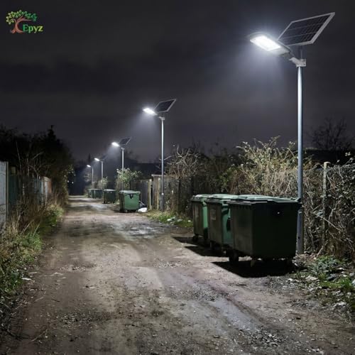 Image of Epyz 500 Watt Semi-Integrated Solar Street Light, Cold White Light | Aluminium Body, Outdoor with Remote and Dusk to Dawn, For Garden, Street, Lawn, 61LED, 37000mAh, Pack of 1