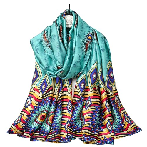 Image of ZDMHSH Fashion Scarves Scarf 100% Silk Feeling Scarf Silk Like Scarves Long Lightweight Sunscreen Shawls for Women